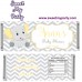 Yellow and grey elephant baby shower candy bar wrappers,(005ebs)